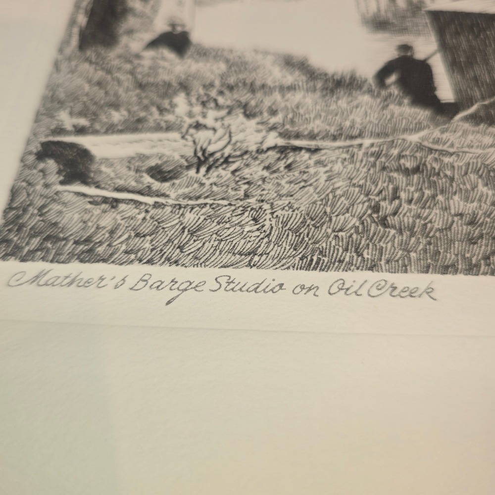 Menzo Van Esveldt Mather's Barge Studio on Oil Creek Vintage 16" x 12" print - Picture 3 of 8